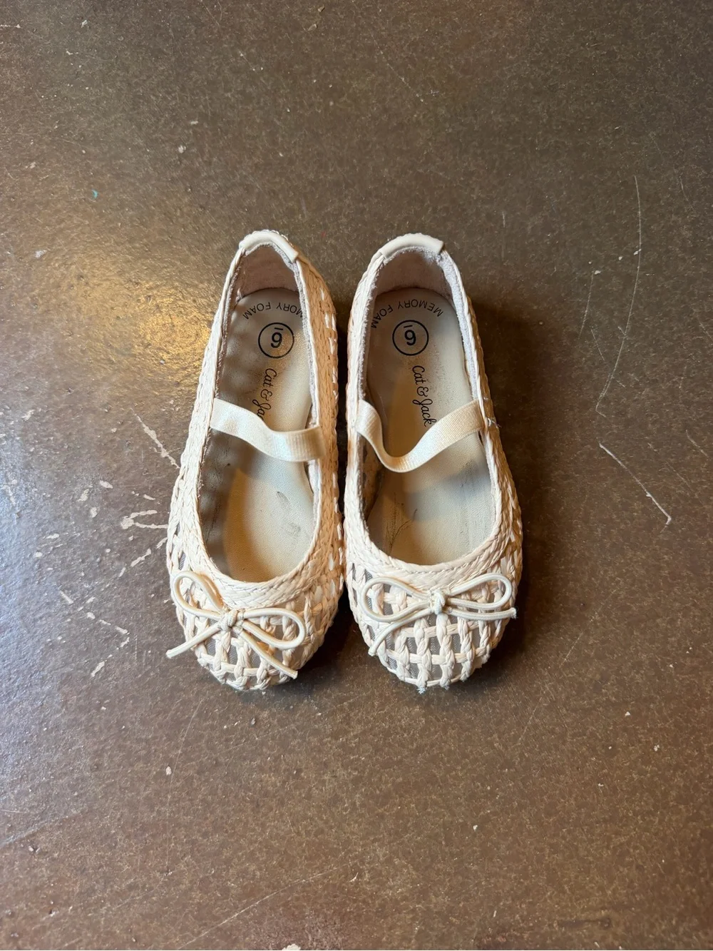 Cat & Jack Cream Braided Mary Jane Flats with Bow